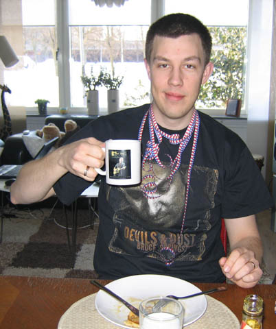 The coffee tastes goood in last year's cup!